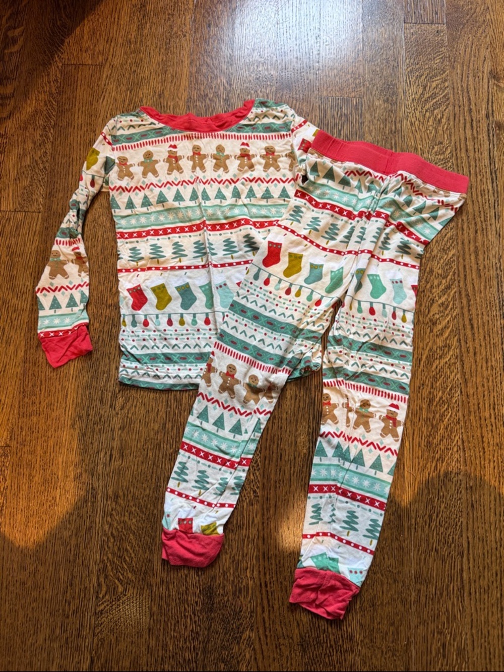 Little Sleepies Red & Green Gingerbread Holiday Pajama Set